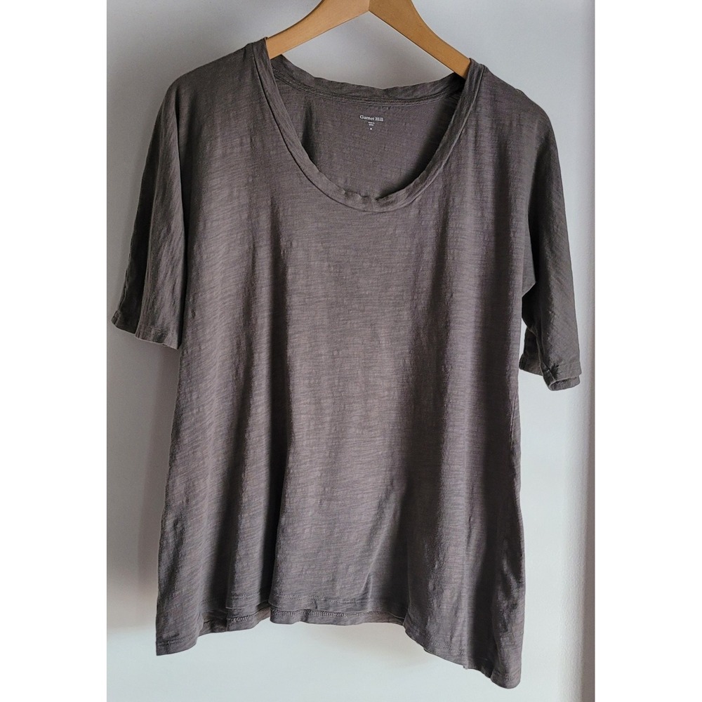 Garnet Hill Women's T-Shirt Size M Solid Gray Cotton Capsule Breathable